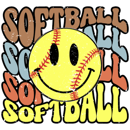 DTF Designs - Softball Smiley Face